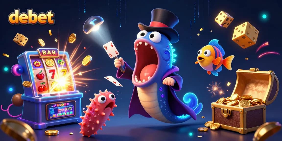 Experience thrilling gameplay with debet's vibrant 3D casino scene featuring underwater magic acts.
