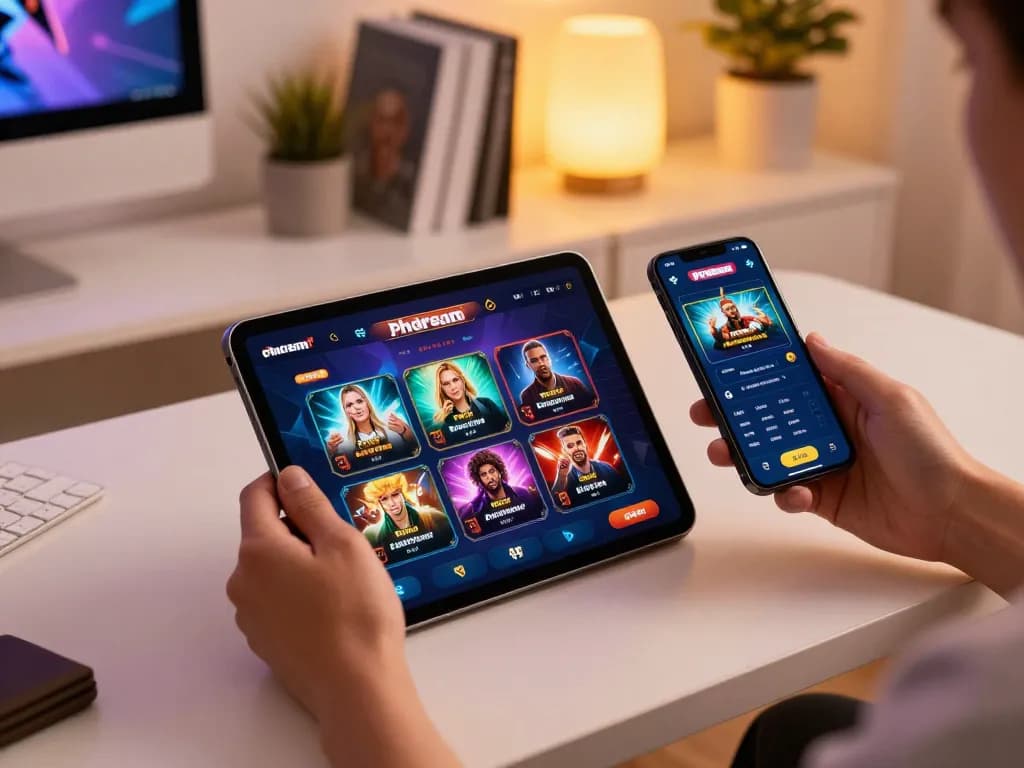 Play your favorite games on phdream's mobile app in a cozy home gaming setup