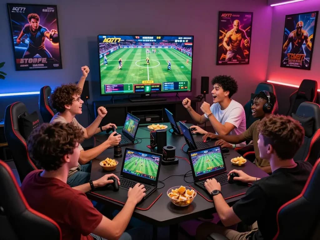 Players enjoying an exciting gaming session on AQ777 with engaging atmosphere and high-quality setup