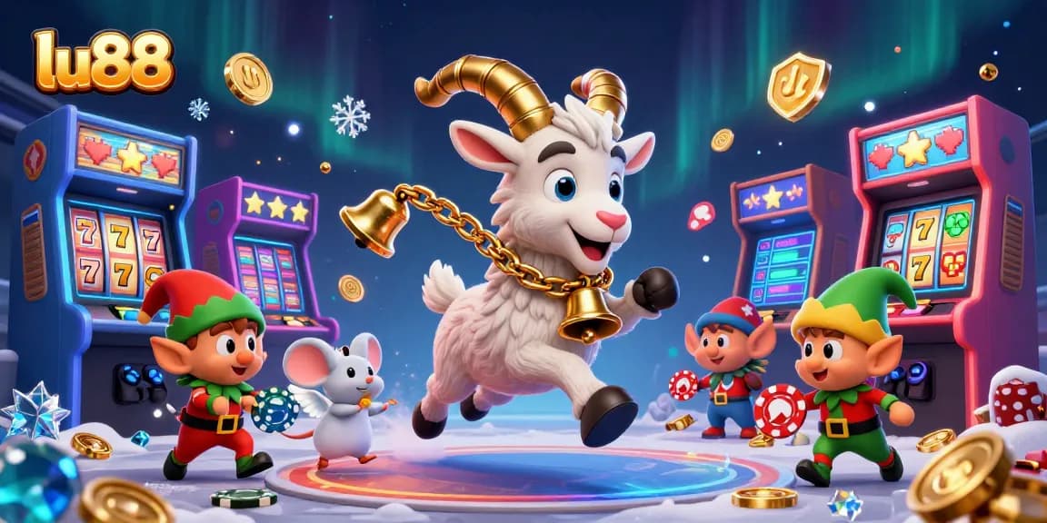 Experience thrilling gameplay at lu88 casino with festive characters and vibrant gaming elements.