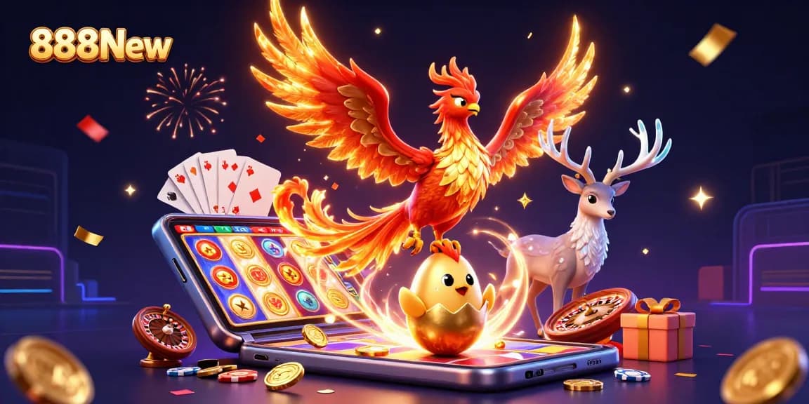 Experience thrilling wins and entertainment at 888New with vibrant casino elements and engaging games.