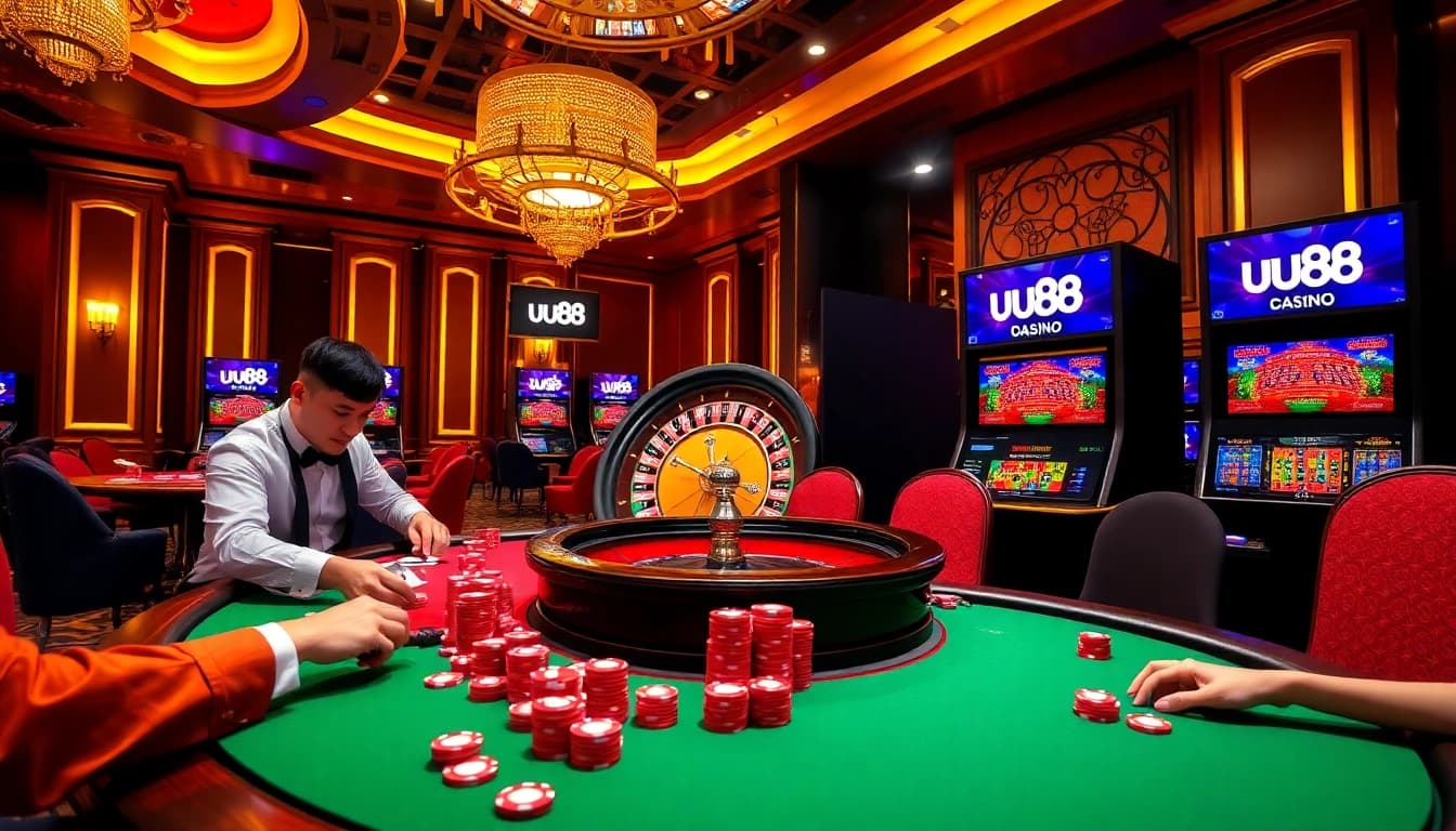 Experience the thrill of uu88 poker with luxury decor, high-stakes gameplay, and vibrant atmosphere.