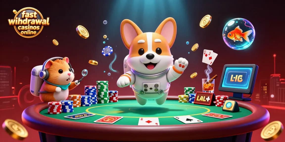 Experience fast withdrawal casinos online with a dynamic 3D illustration of gaming action.
