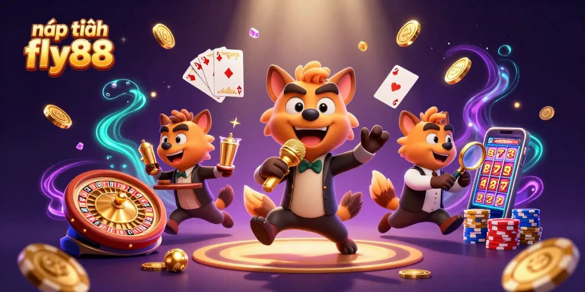 Engage in nạp tiền fly88 with exciting casino fun featuring a dynamic cartoon hyena-themed scene.