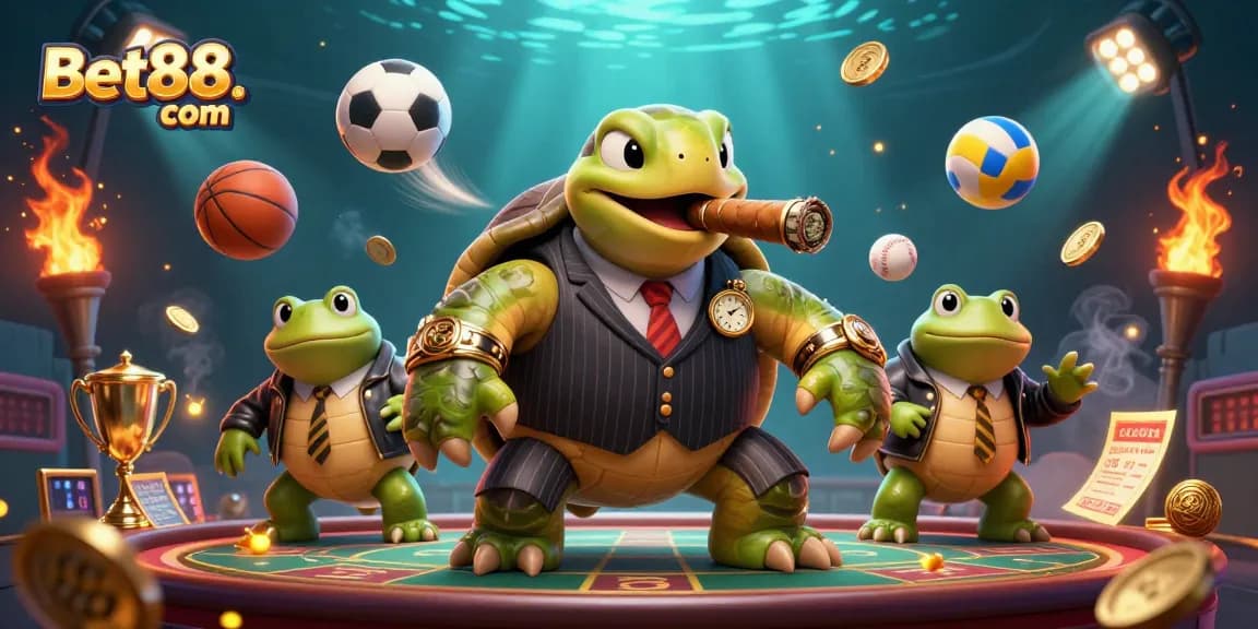 Experience thrilling gaming with Bet88. com featuring dynamic characters in a luxurious casino scene.
