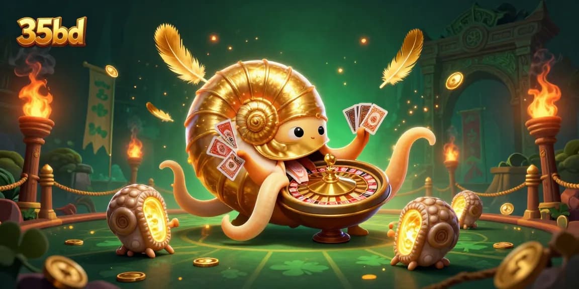 Engage with 35bd excitement in a vibrant 3D casino scene featuring a nautilus roulette wheel.