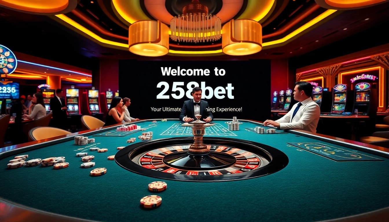 Punters enjoying a lively game night at 258bet casino, with vibrant tables and engaging slot machines.
