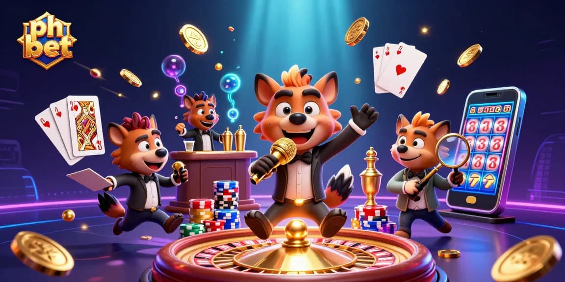 Experience the excitement of ph bet with a lively casino scene filled with hyena characters and vibrant gaming elements.