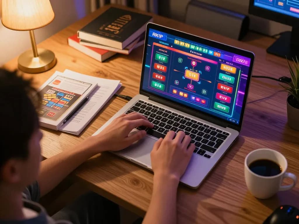 Engaging in online gaming with RIKVIP, showcasing vibrant gameplay and strategy notes