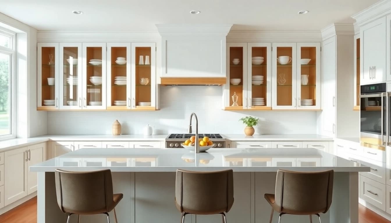 Explore elegant custom kitchen cabinets designed for modern spaces, showcasing high-quality craftsmanship.