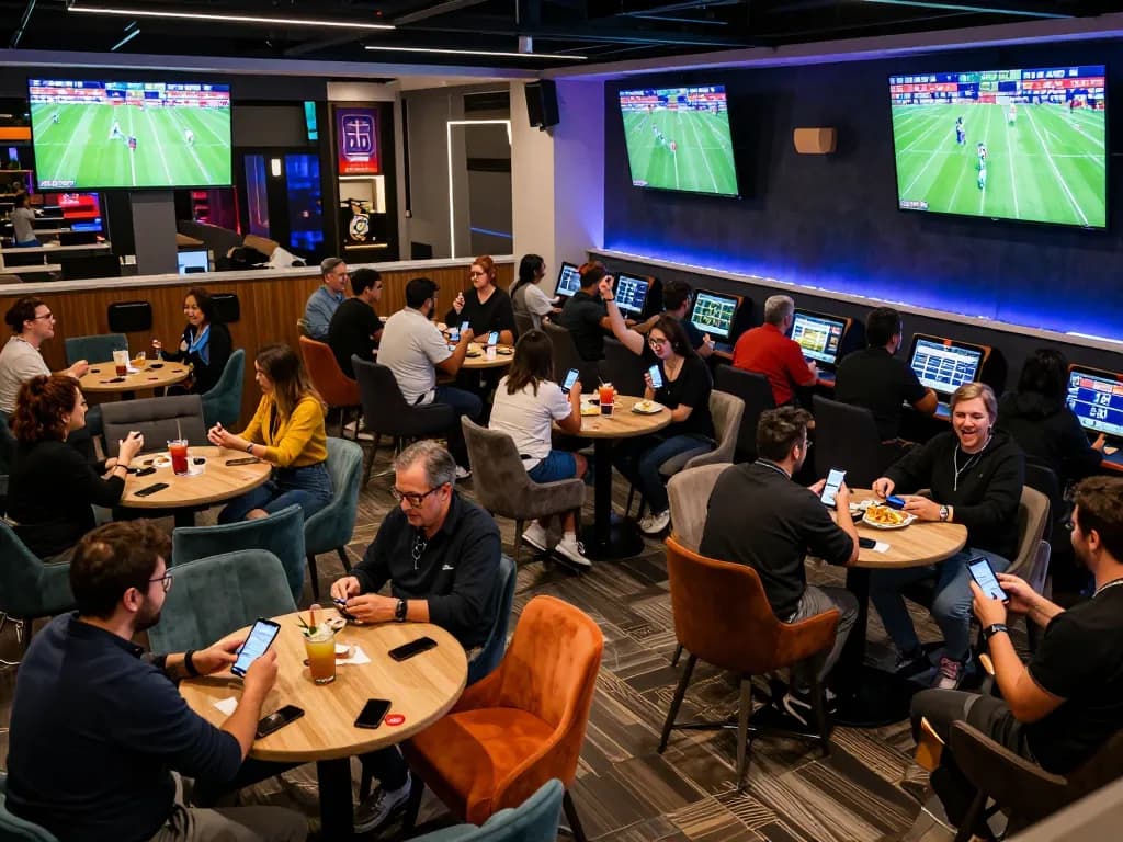 Placing bets and analyzing odds in a vibrant sports betting environment focused on soi kèo bóng đá.
