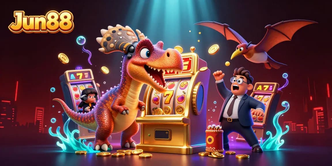 Experience the excitement with Jun88 as a pachycephalosaurus celebrates jackpot wins at the casino.