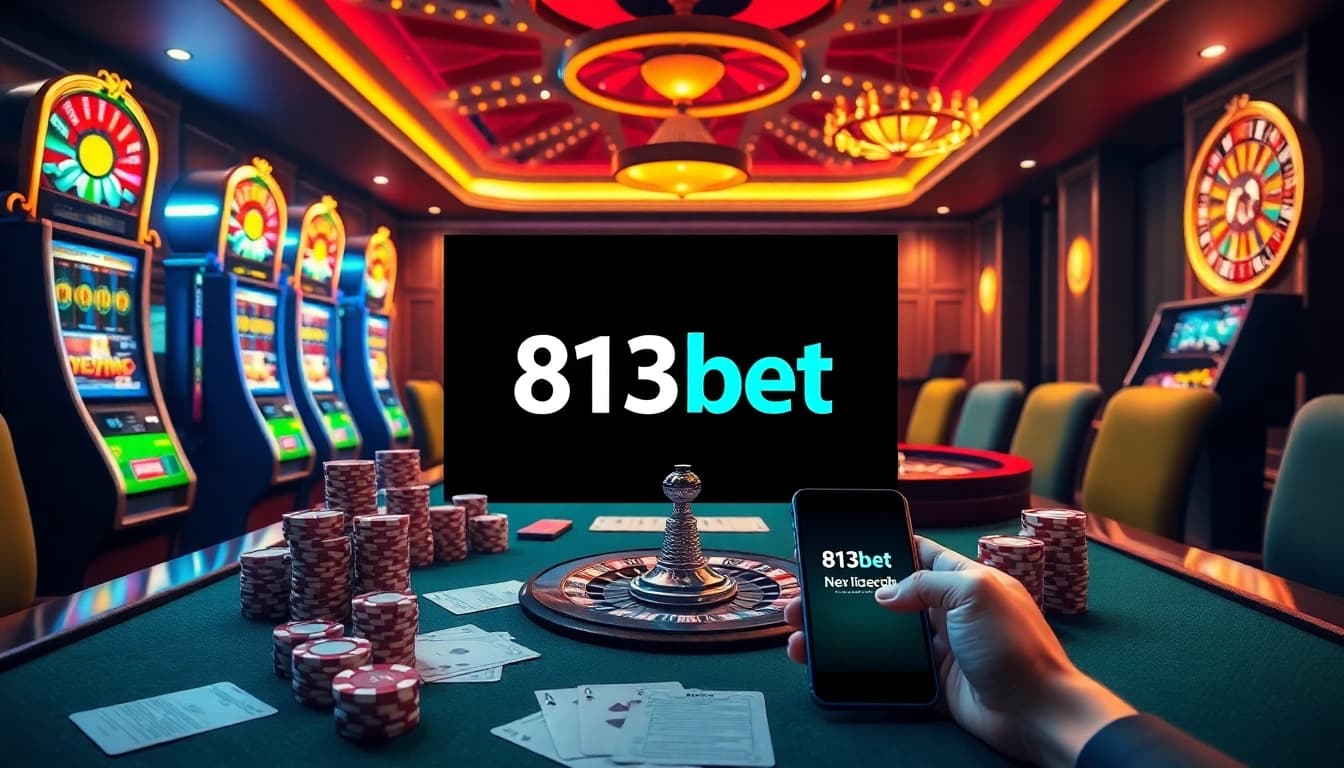 Desfrute de uma experiência de cassino envolvente na 813bet, com máquinas caça-níqueis vibrantes e uma roleta dinâmica.