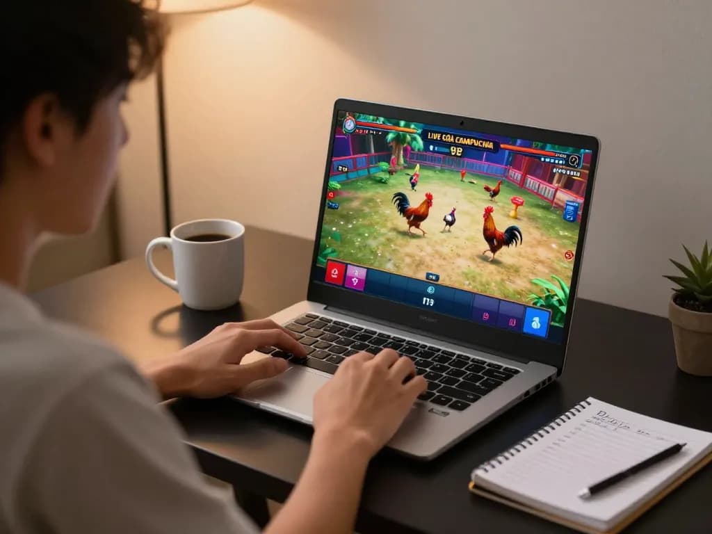 Watch live đá gà campuchia action on a laptop while enjoying home comfort and excitement.