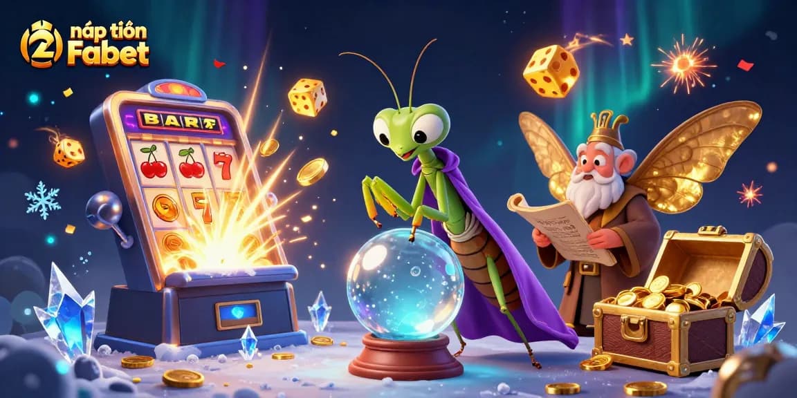 Engage with nạp tiền Fabet through a vibrant, magical casino adventure scene featuring iconic symbols and characters.