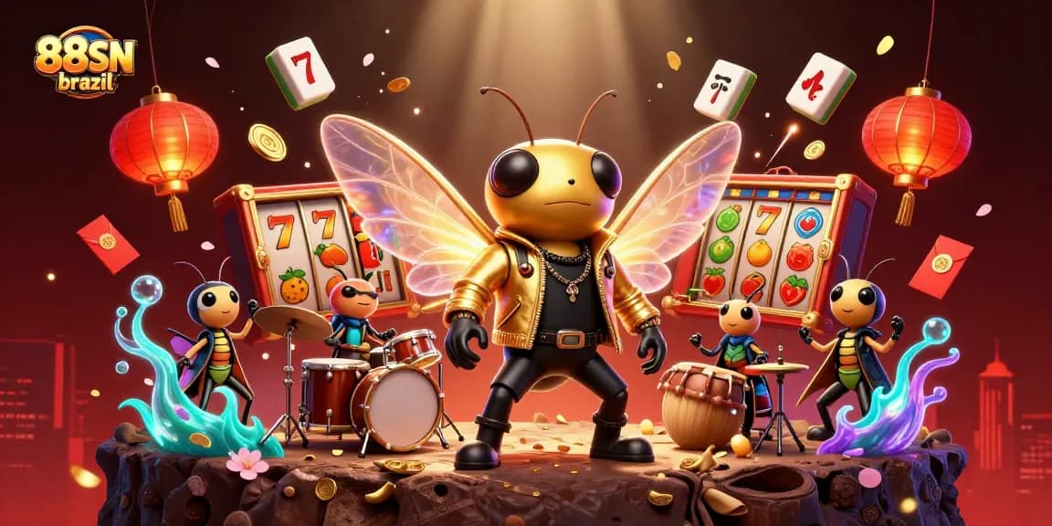 Experience thrilling gaming at 88SN brazil with vibrant casinos, slot reels, and electric characters.