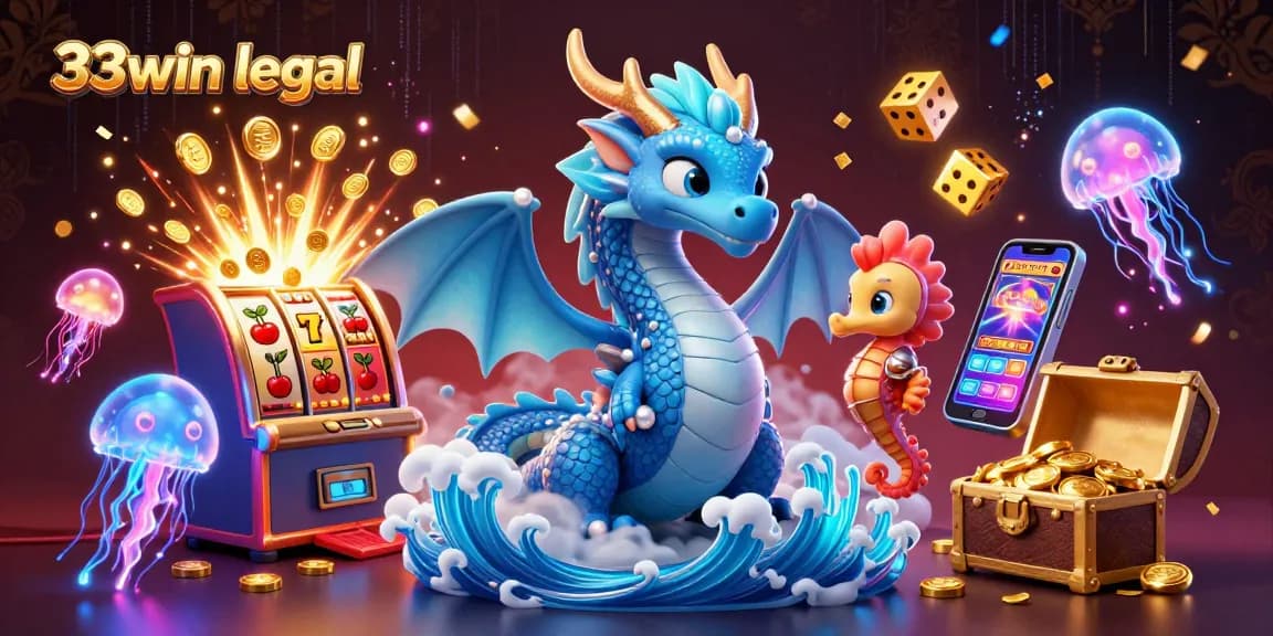 Experience thrilling slots and jackpots at 33win legal with vibrant 3D casino illustration.