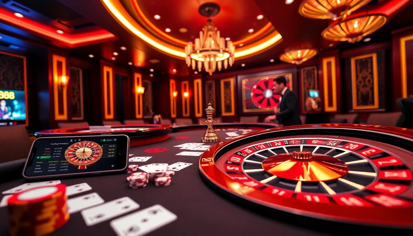 Experience thrilling moments at NK88 with vibrant gaming elements in a luxurious casino setting.