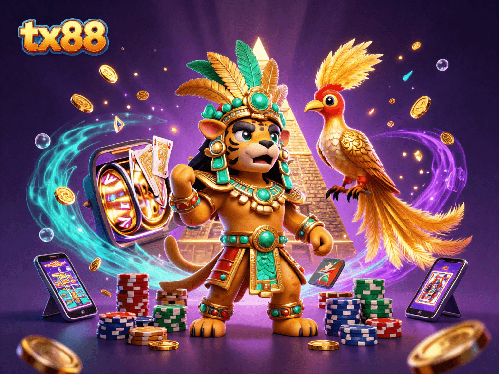 Win big with tx 88 as vibrant Mayan symbols celebrate casino excitement.