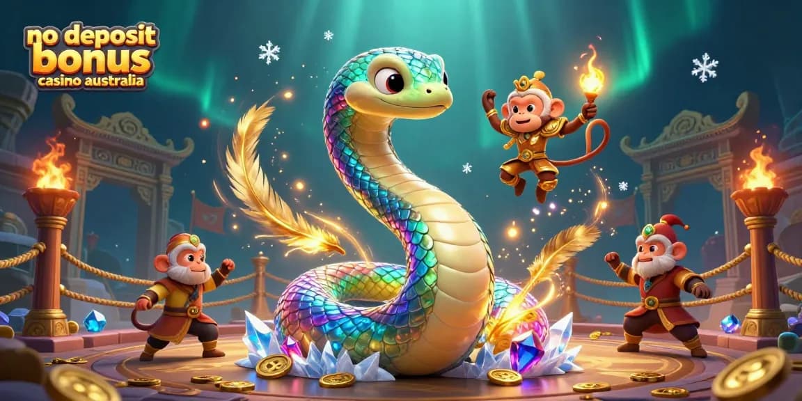 Engage with exciting offers at no deposit bonus casino australia, with vibrant characters and casino elements vibrant.
