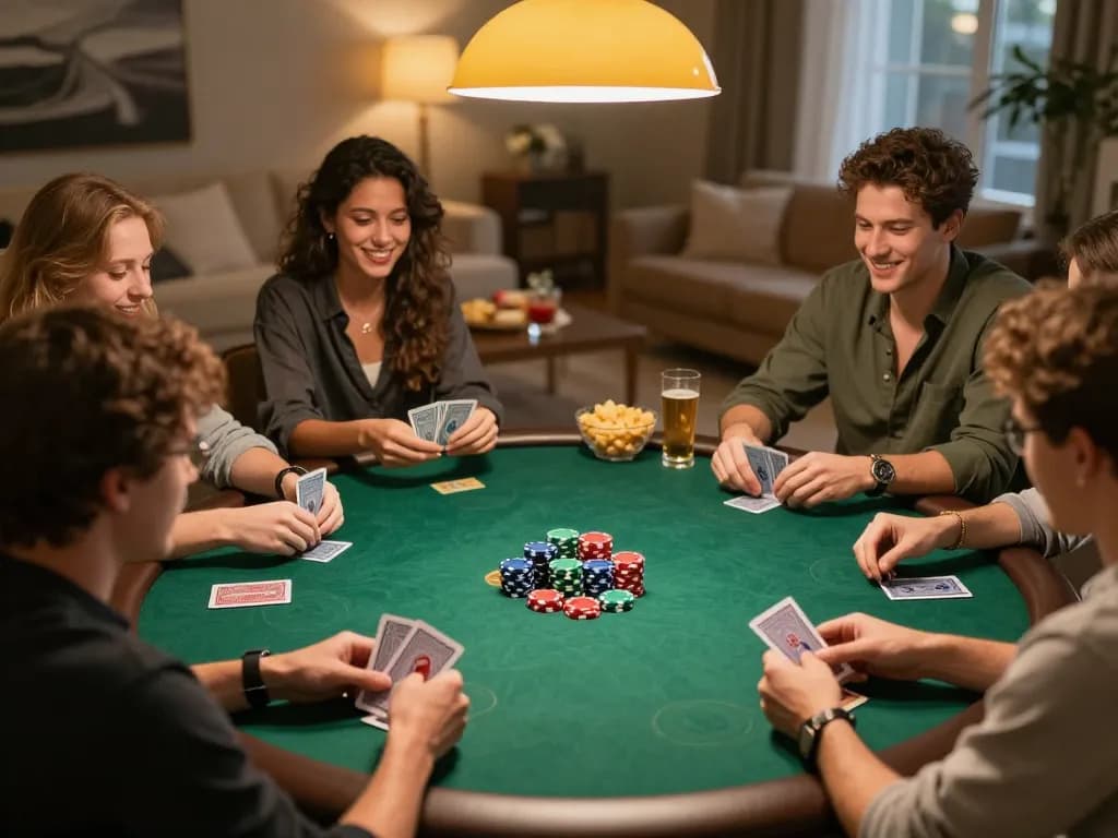king33 poker night excitement with friends gathering around colorful chips and cards