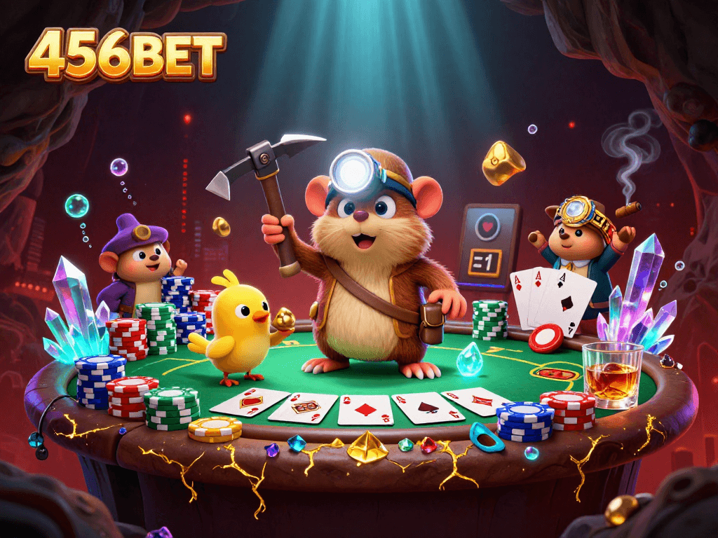 Experience the thrill of 456BET with a vibrant treasure hunting scene filled with casino excitement.