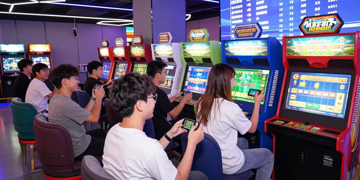 Exciting gaming moment at rokok88 venue with friends enjoying betting games.