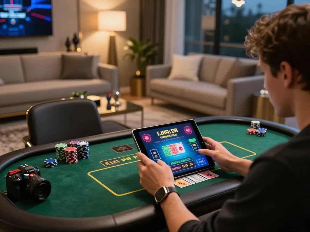 Engaging online gaming moment at https://tr88.bio/ with a player immersed in live dealer gameplay.