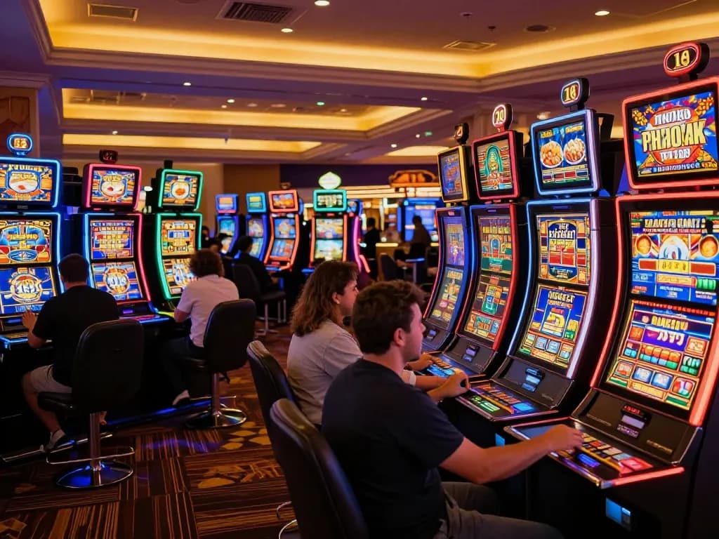 Experience the thrill of winning at Sunwin's vibrant slot machine area, where excitement abounds.