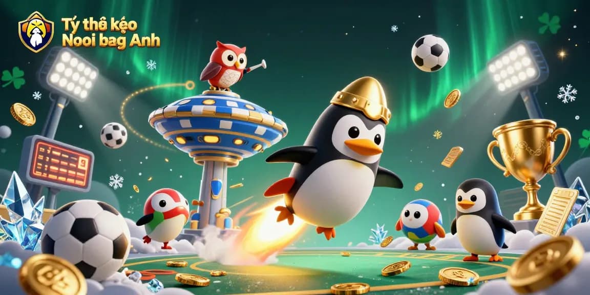 Experience the thrilling Tỷ lệ kèo Ngoại hạng Anh with a dynamic 3D illustration showcasing sports betting excitement.