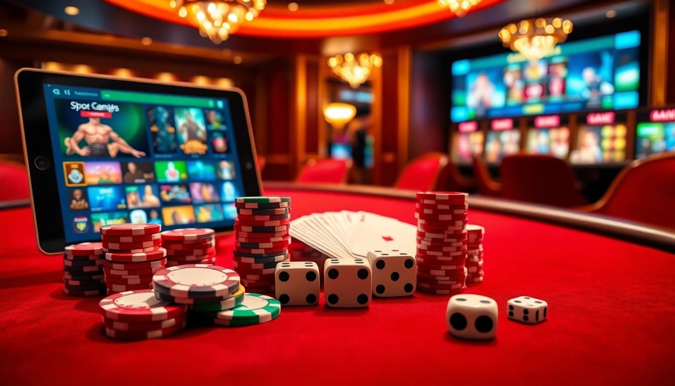 Playing poker at F88BET with vibrant chips and cards on display in a luxurious casino setting