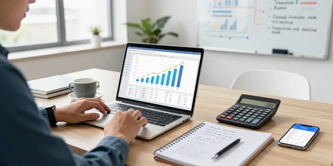 Calculadora de juros compostos em ação com gráficos financeiros e estratégias de investimento.