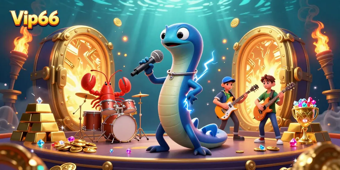 Experience the electrifying entertainment of Vip66 with its vibrant underwater casino scene featuring dynamic characters.