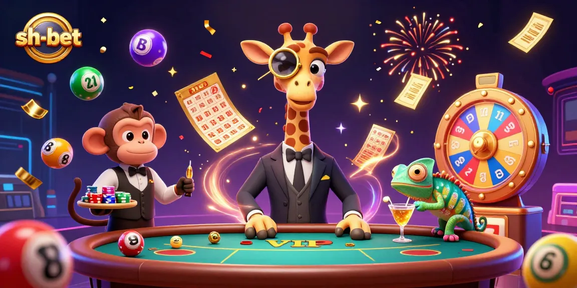 Experience the excitement of sh-bet with a high-roller giraffe and colorful lottery elements.