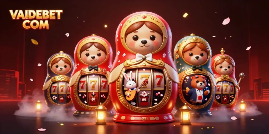 Experience the excitement of slots at VAIDEBET COM with vibrant 3D casino characters and elements.