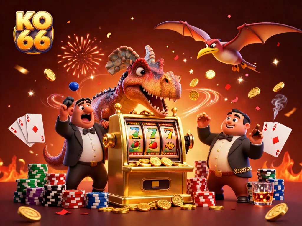 Experience the excitement of KO 66 with a pachycephalosaurus winning big at the casino!