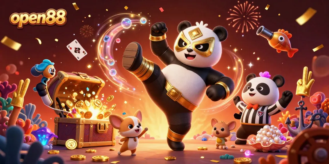 Experience thrilling gaming action at open88 with a dynamic 3D casino scene
