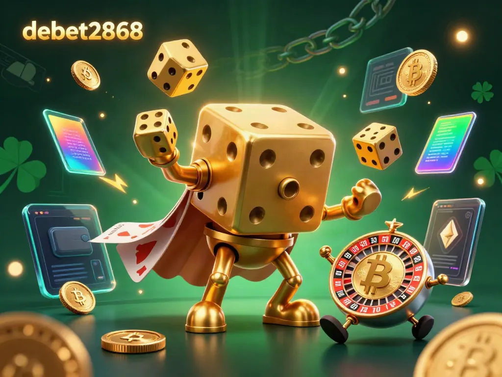 Engage with debet2868’s thrilling gambling experience featuring a golden dice golem and digital assets.