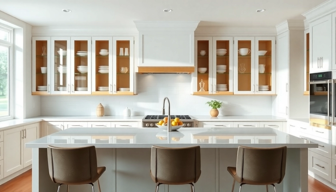 Explore elegant custom kitchen cabinets designed for modern spaces, showcasing high-quality craftsmanship.