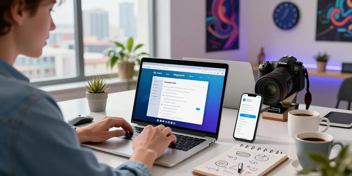 Engaging with the Telegram Web Version on a sleek laptop in a vibrant workspace.