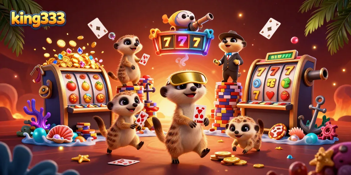 Experience exciting gameplay at king333 with charming meerkats running a vibrant casino.