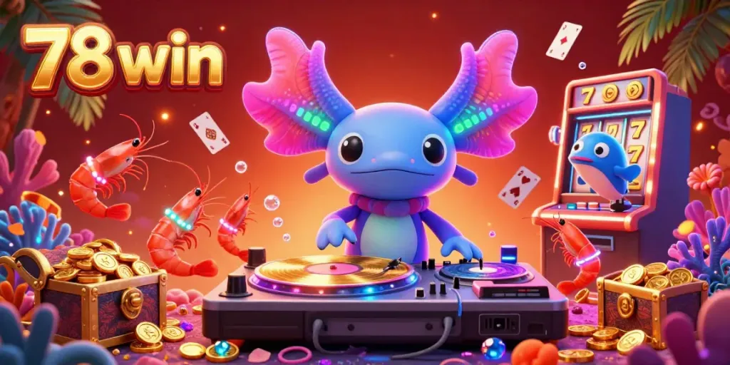Experience thrilling gameplay with 78 win as the axolotl DJ spins records underwater, surrounded by glowing treasures.